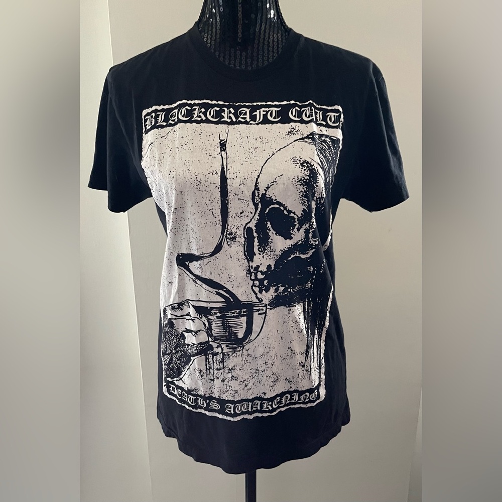 Black Craft Skull & Coffee Graphic T-Shirt Size Small